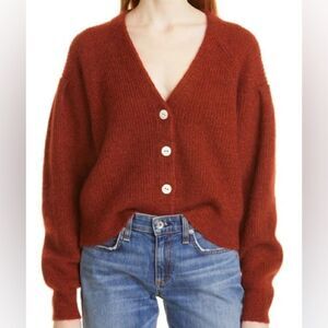 Rag & Bone NWT Liana Rust Merino Wool Blend  Cardigan in Rust Size XXS